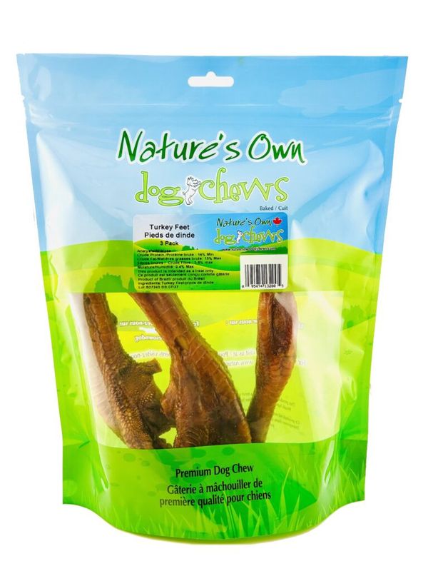 Natures Own Dog Chews - pieds de dinde (pqt de 3)