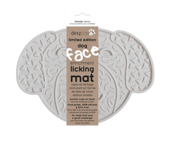 Dexypaws- Tapis De Léchage Stimulant En Forme De Tête De Chien, Blanc