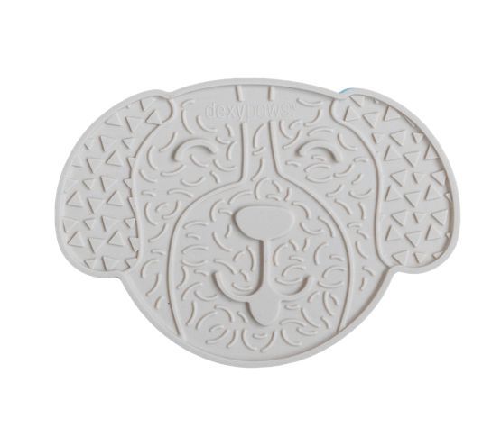 Dexypaws- Tapis De Léchage Stimulant En Forme De Tête De Chien, Blanc