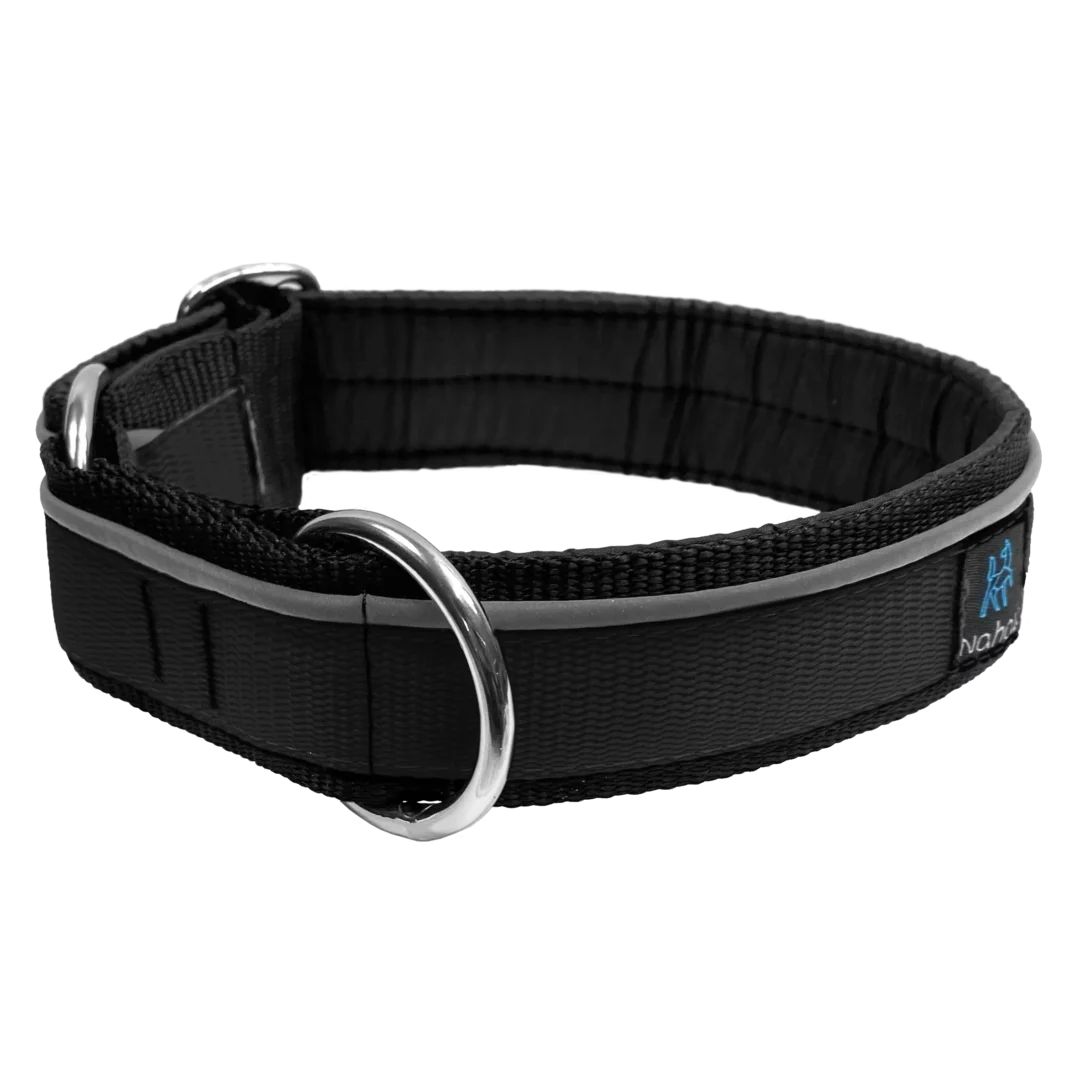 Nahak - Collier pour chien rembourré avec réflecteur &amp; ajustable, Colour: Noir, Size: Grand