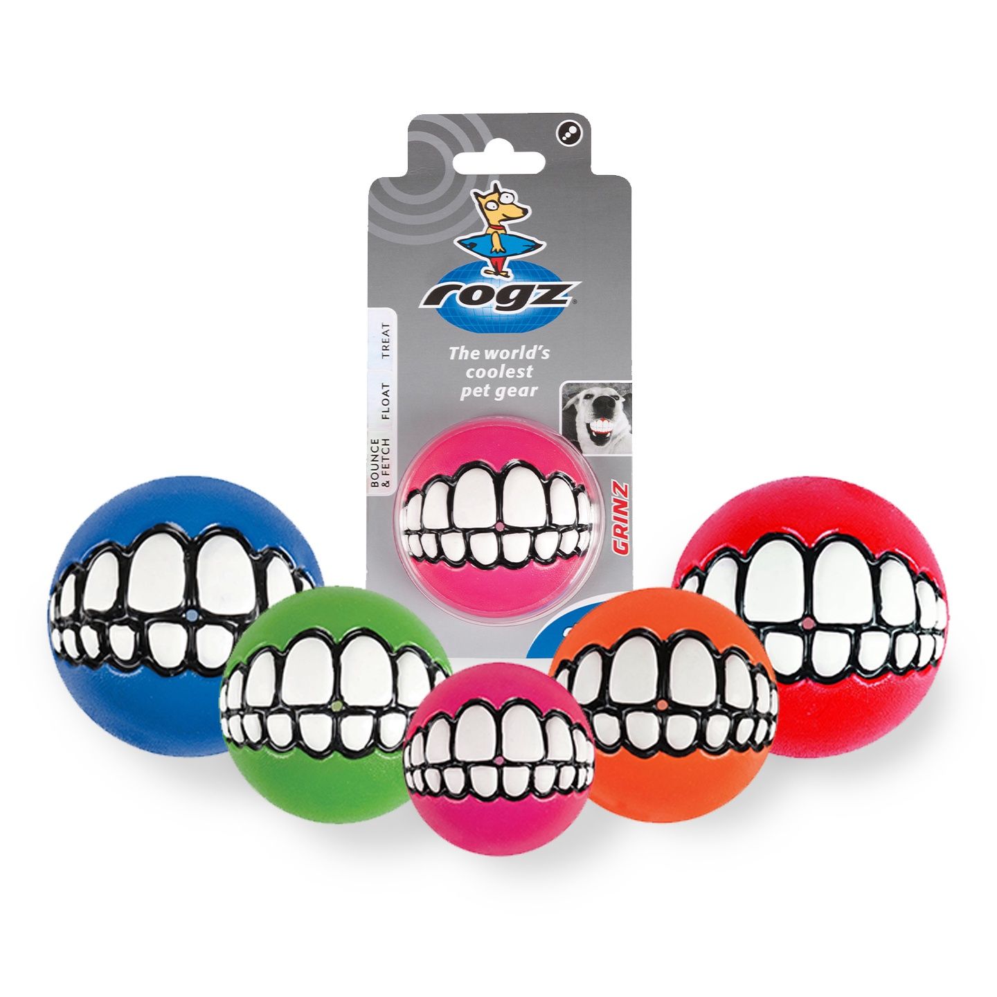 Kong - Rogz,  Balle sourire couleurs assorties, Size: Moyen 2.5''