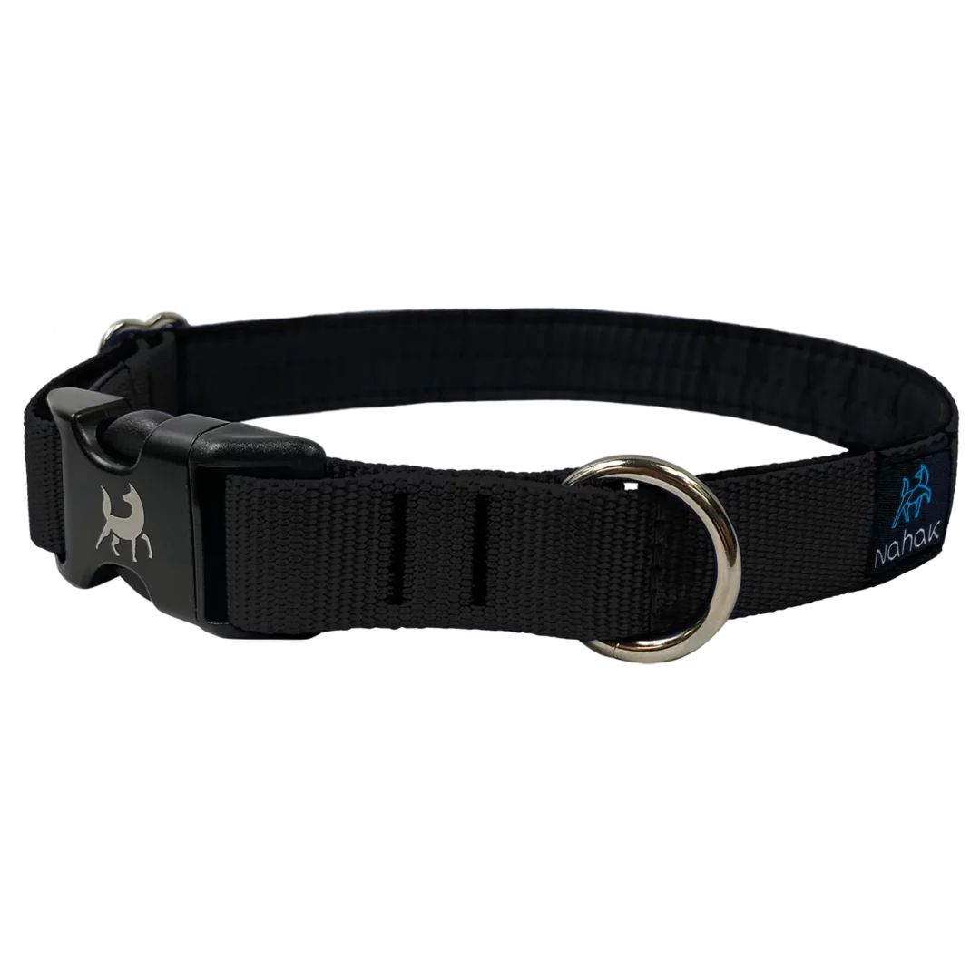 Nahak - Collier a chien rembourré avec clip, ajustable, Colour: Noir, Size: Grand