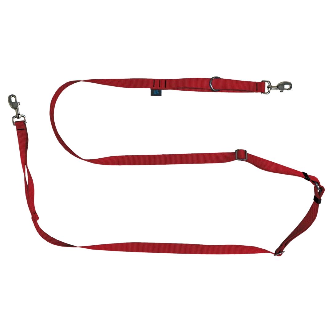 Nahak - Laisse multifonction, ajustable en nylon, Colour: Rouge