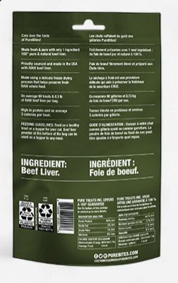 Pure Bites-Gâterie pour chat au foie de boeuf 44gr