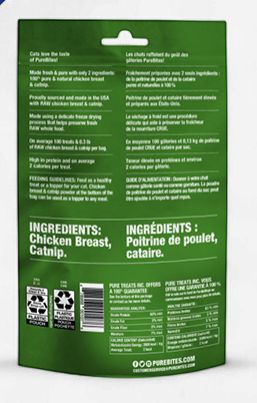 Pure Bites- Gâterie pour chat au poulet et herbe a chat 37gr