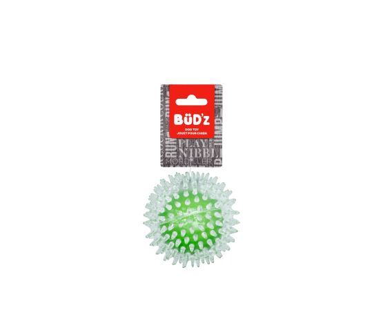 Büd'z - Transparent Spike Ball with Squeaker - 9cm, Colour: Vert