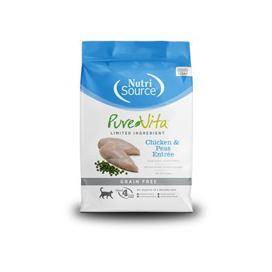 PureVita- Entrée de poulet et petits pois sans céréales nourriture a chat, format: 4lbs