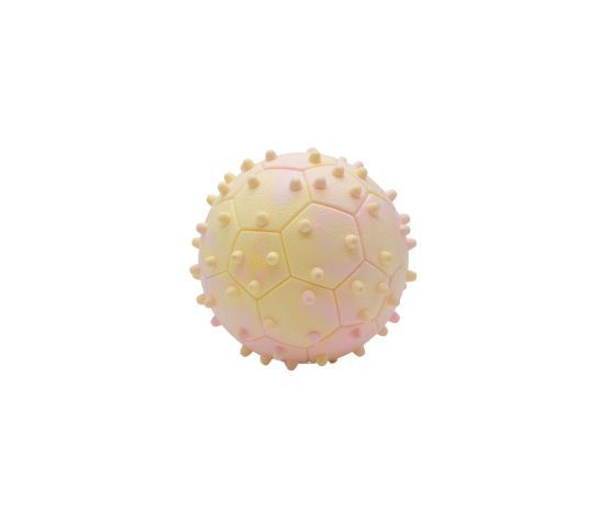 Büd'z - pentagon-shaped rubber ball with spikes - 12.5cm, Colour: rose &amp; jaune