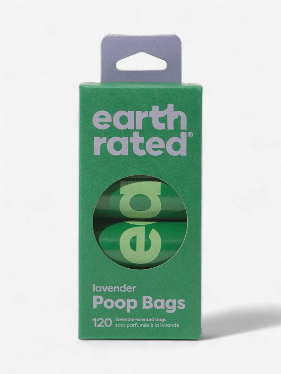 Earth Rated-Poop Bags on Refill Rolls, Lavender Scent, quantitées: 120 sacs (8 rouleaux)