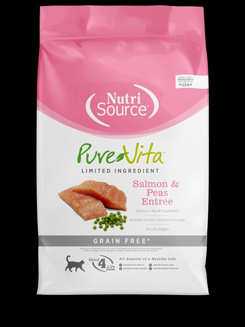 PureVita- Entrée de saumon et de petits pois sans céréales nourriture a chat, format: 4lbs