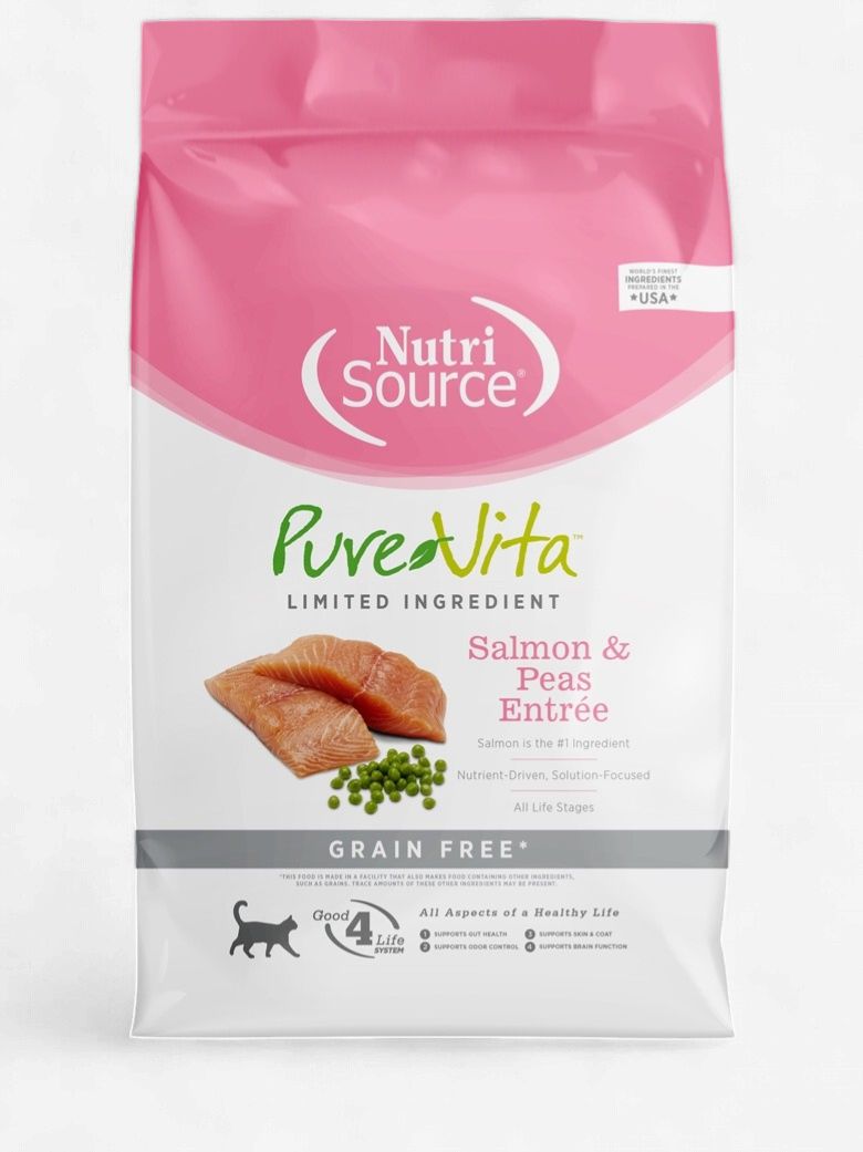 PureVita- Entrée de saumon et de petits pois sans céréales nourriture a chat, format: 4lbs