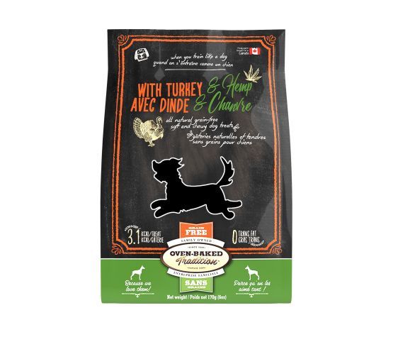 Oven-Baked Tradition- Gâteries naturelles et tendres pour chien 170gr, saveur: dinde et chanvre