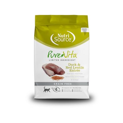 PureVita- Entrée de canard et lentilles rouges sans céréales nourriture pour chat, format: 4lbs