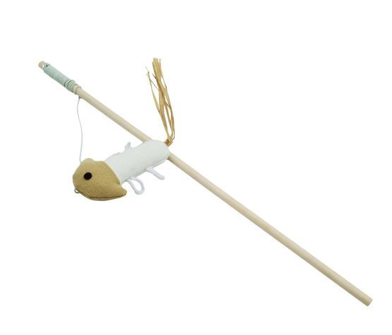 Bud'z - Cat Toy - Fishing Rod 40cm and Jellyfish 19cm, Beige, Colour: Beige