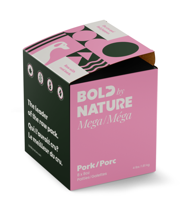 Bold By Nature-Mega Pork for Dogs Raw Food, format: 4lbs