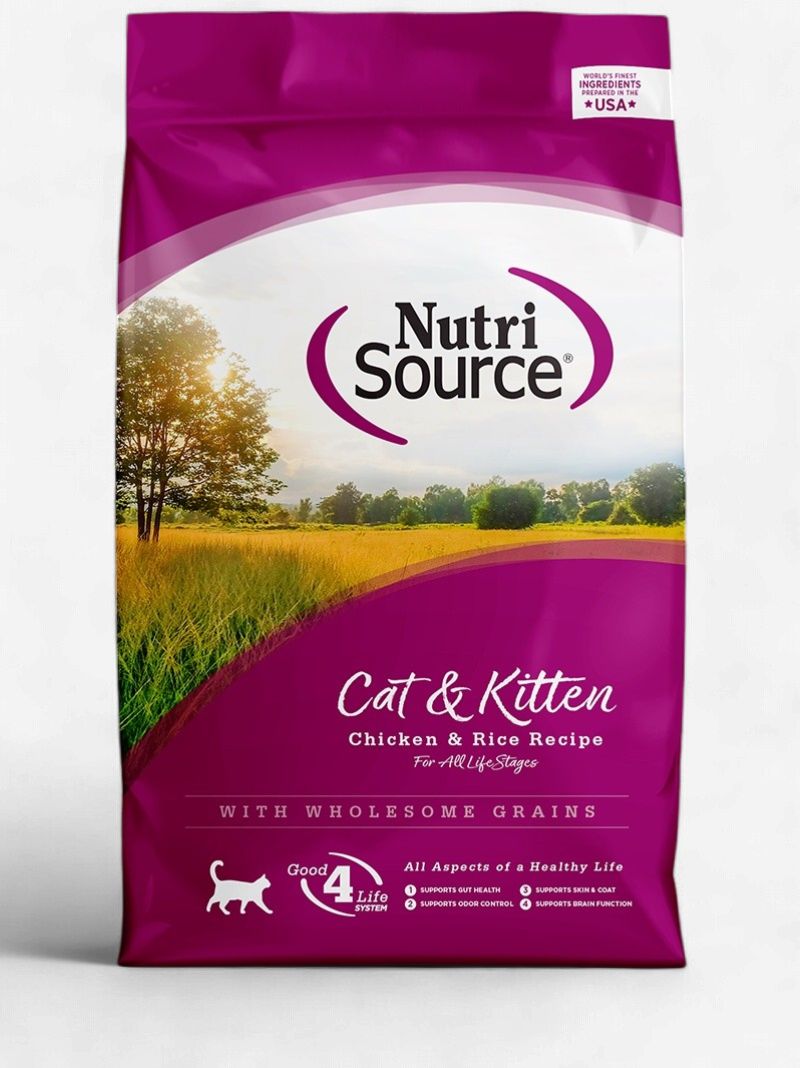 NutriSource- Recette de poulet et de riz pour chat et chaton, format: 4lbs