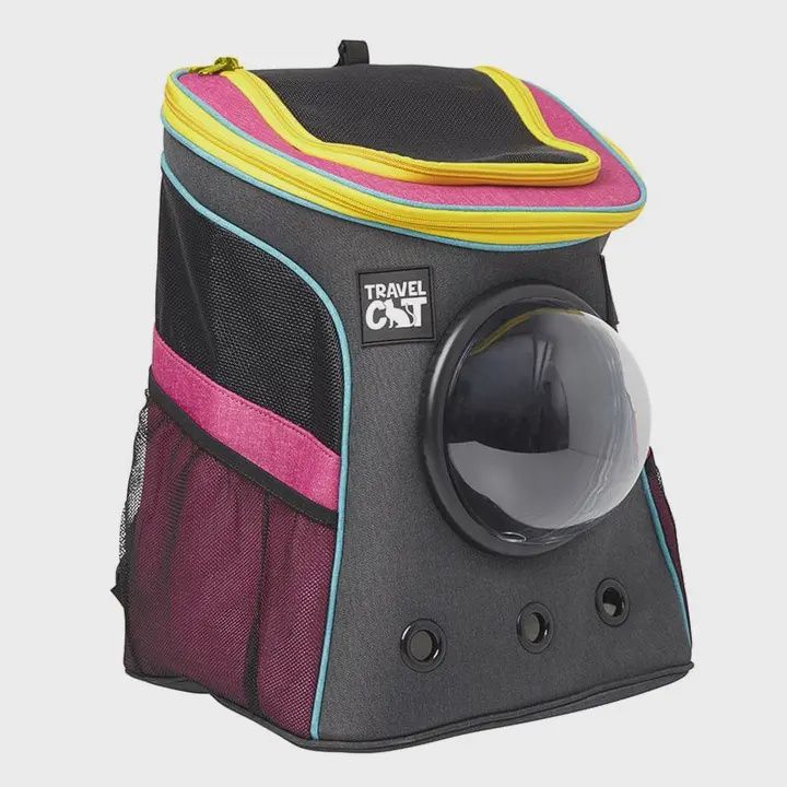 Travel Cat - Sac a dos de transport avec bulle, Colour: Stray(gris,rose,bleu,jaune)
