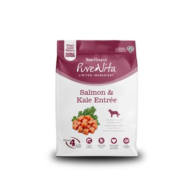 PureVita- Sans grains Entrée de saumon et Kale ingrédients limités, format: 1.81kg