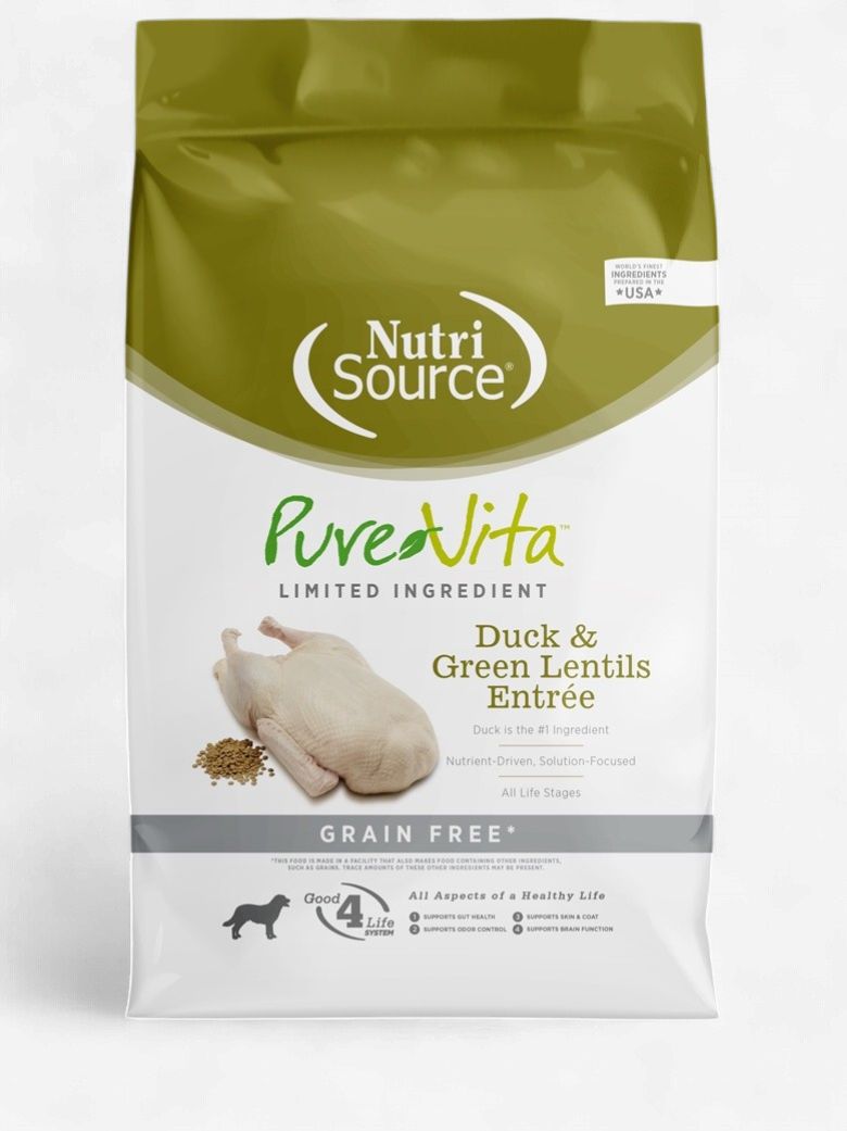 PureVita- Sans grains Entrée Canard lentilles vertes ingrédients limités, format: 1.81kg