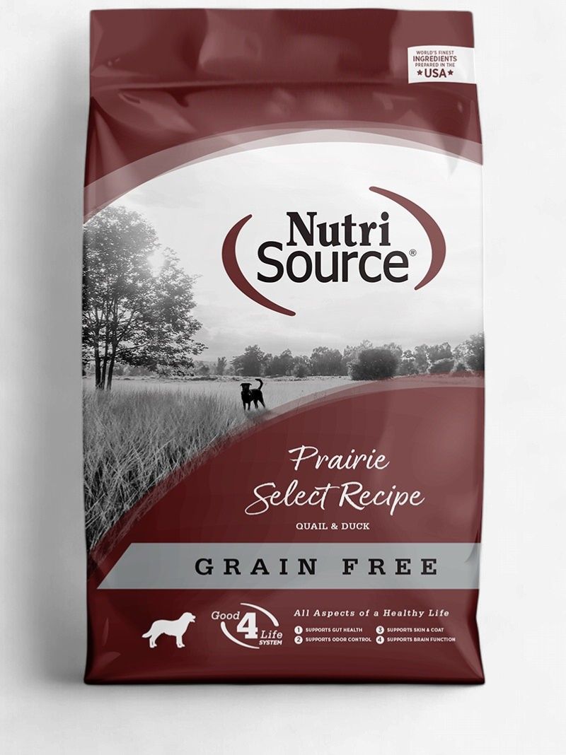 NutriSource- Prairie Select Recette de sélection des prairies sans grains a la caille pour chien 11.8kg