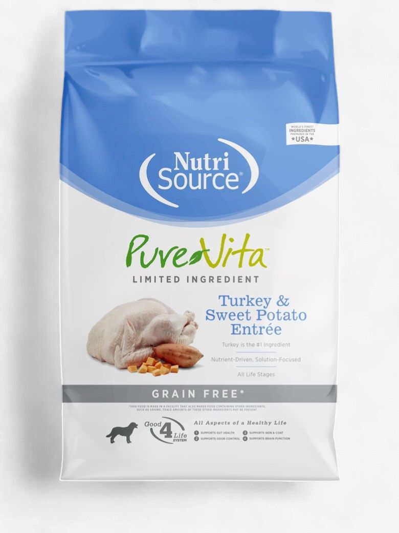 PureVita- Sans grains Entrée de dinde et patate douce ingrédients limités, format: 1.81kg