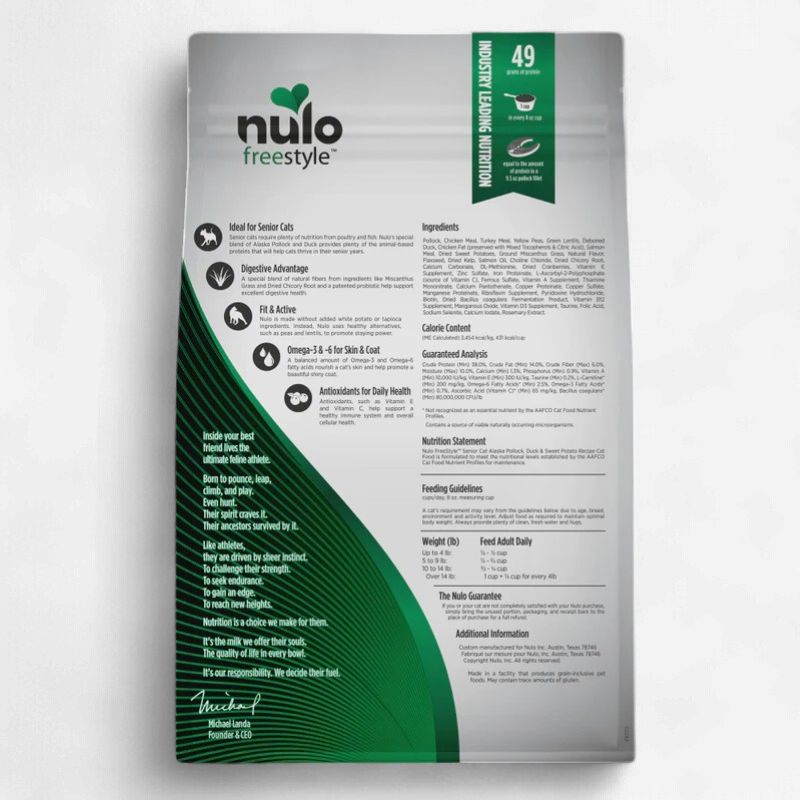 Nulo- Freestyle nourriture Chat sénior goberge, canard et patate douce