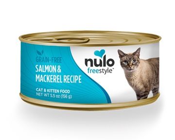 NULO- FreeStyle Chat conserve sans grains  5.5oz, ingrédients: saumon &amp; maquereault