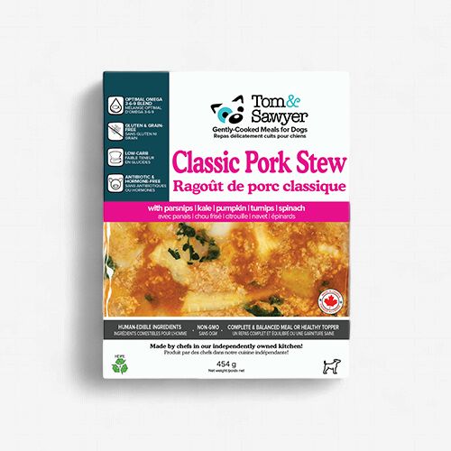 Tom&amp;Sawyer - Ragoût de porc classique - Repas surgelés pour chiens cuits doucement