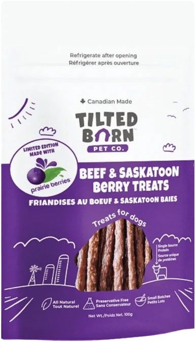 Tilted Barn- Gâterie pour chien au boeuf &amp; baies de saskatoon  100gr