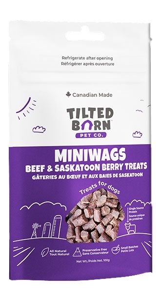Tilted Barn- Gâterie pour chien au boeuf &amp; baies de saskatoon  100gr, format: Bouchée