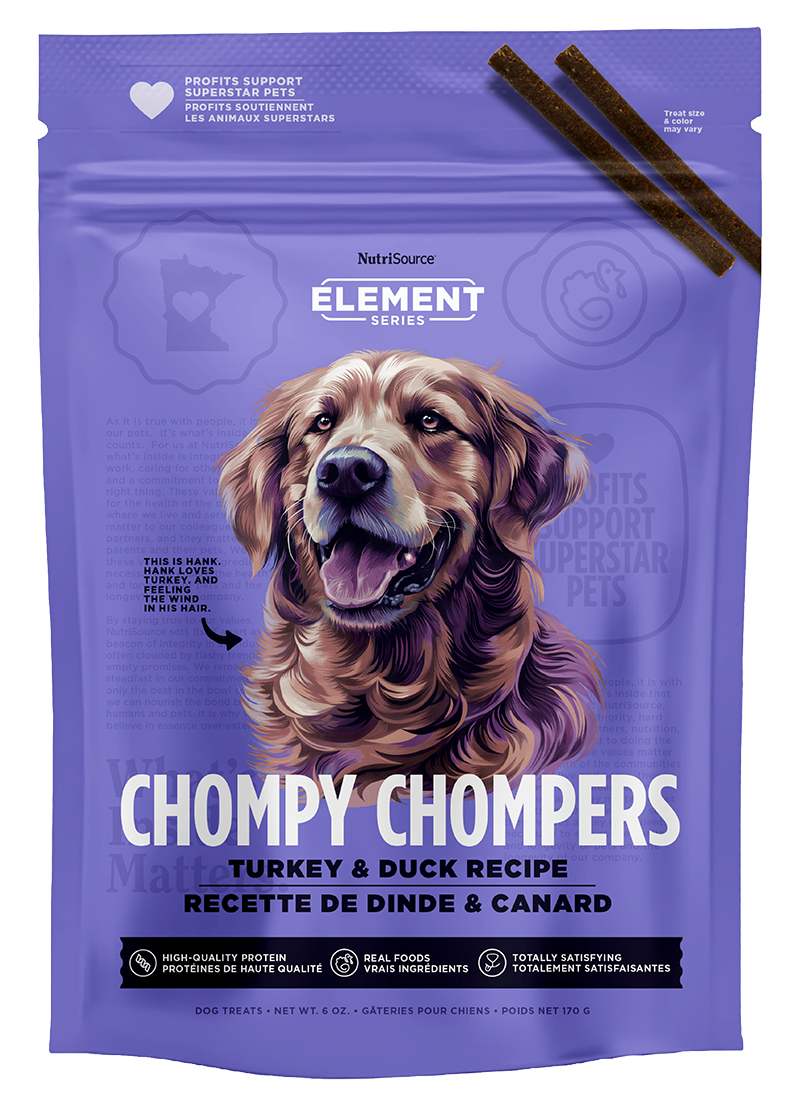 NutriSource -Chompy Chompers Gâterie en baton 6oz, ingrédients: Dinde &amp; canard