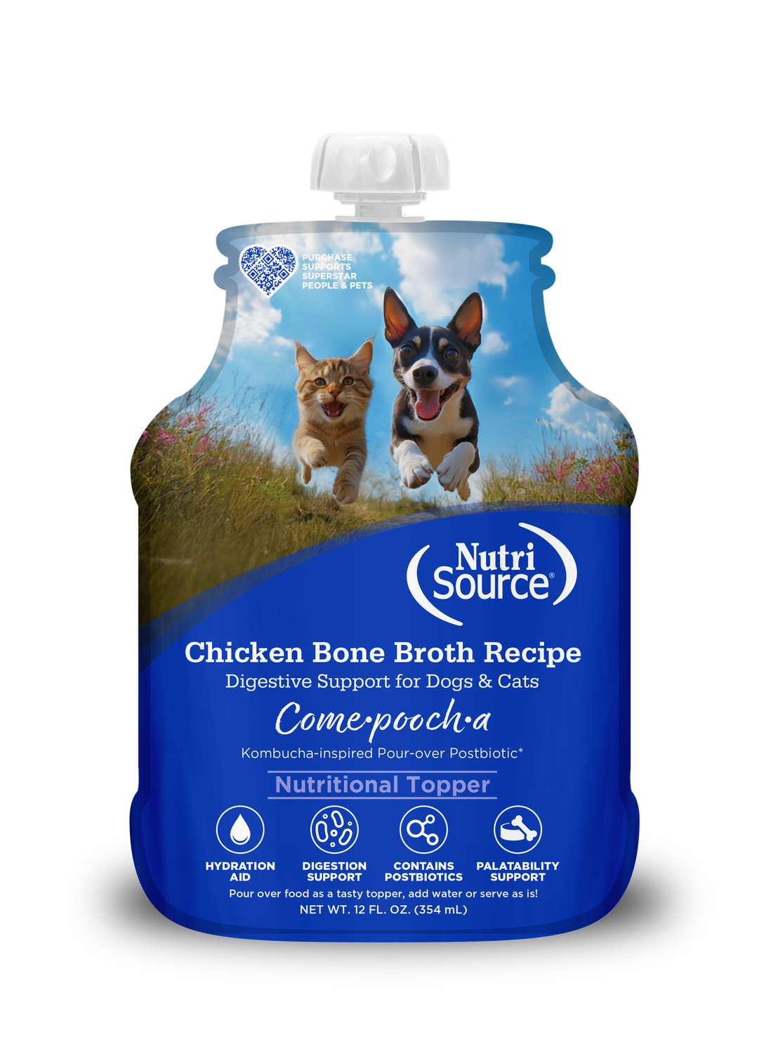 NutriSource - Bouillon d'os ''Come-pooch-a'' 354ml, ingrédients: Poulet
