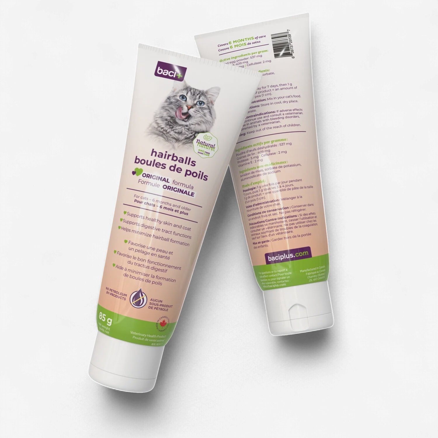 Baci+ Hairball Control &amp; Healthy Coat Treatment 85g, saveur: original