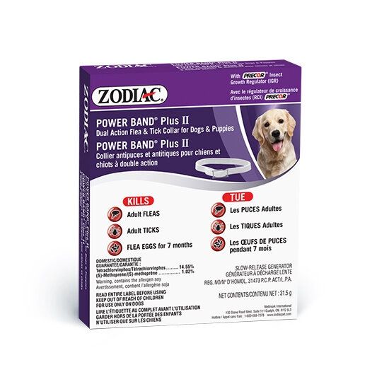 Zodiac - Power Band Plus, collier antipuces et antitiques à double action avec RCI(7mois), types: chien