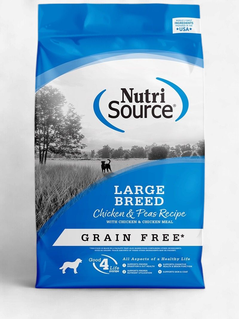 NutriSource - Recette de poulet et petits pois de grande race, Sans Grains, format: 26lbs