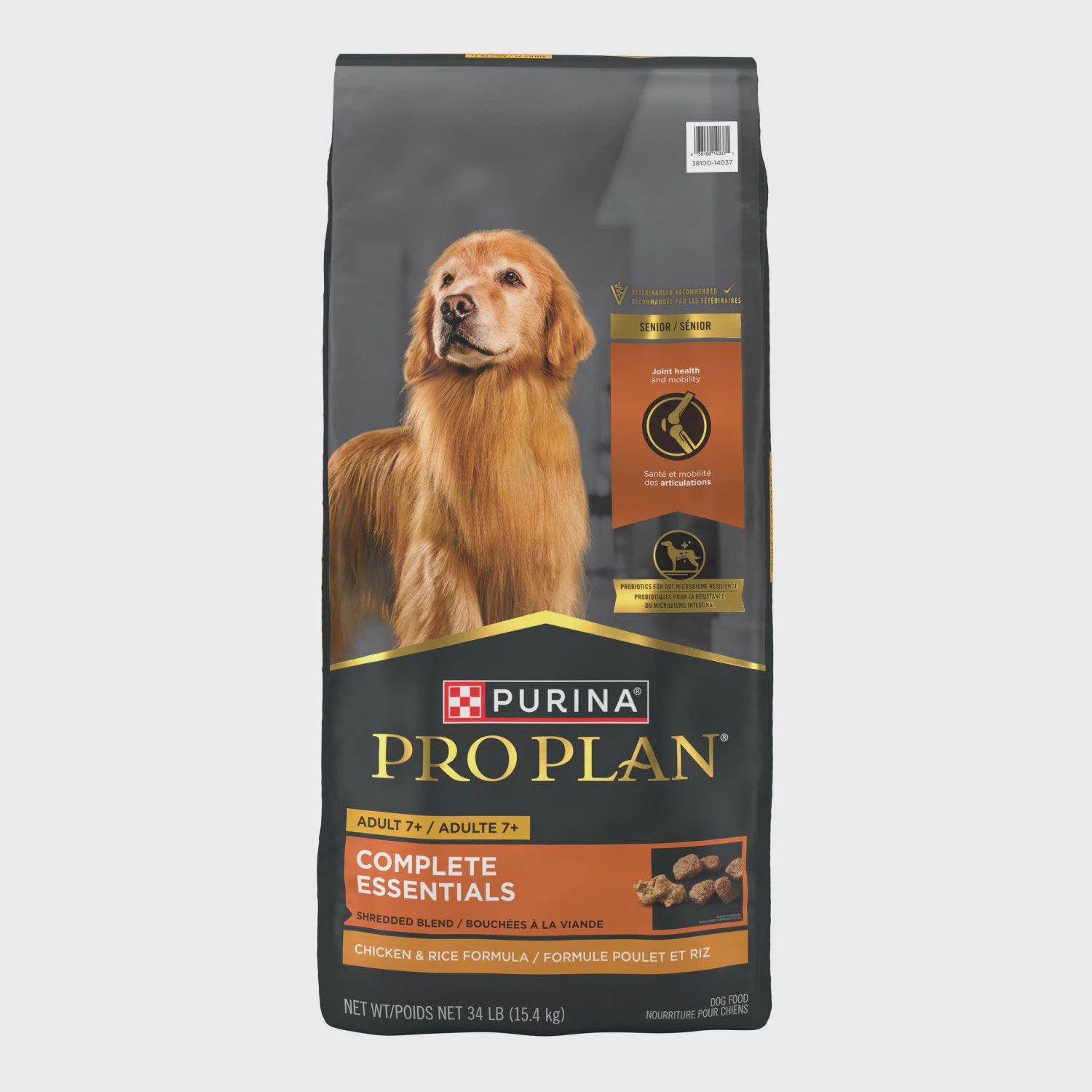 ProPlan - Adulte 7+, Complete Essentials, Poulet &amp; Riz, Bouchées à la viande, format: 15.4kg