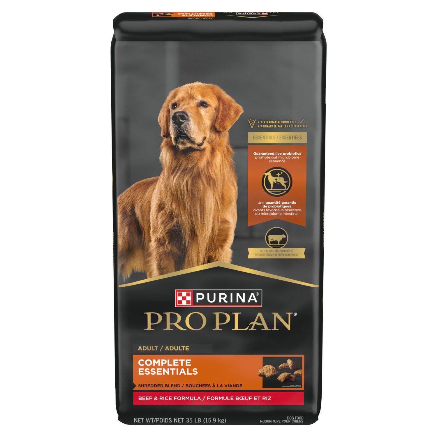 ProPlan - Adulte, Complete Essentials, Boeuf &amp; Riz, Bouchées à la viande, format: 15.9kg