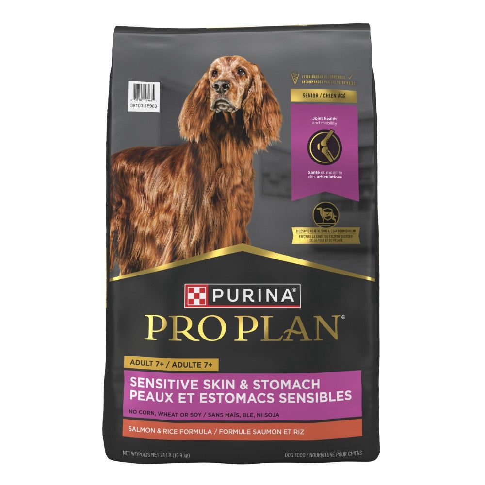 PRO PLAN CHIEN SENIOR 7+ FORMULE PEAUX ET ESTOMAC SENSIBLE SAUMON 10.9KG