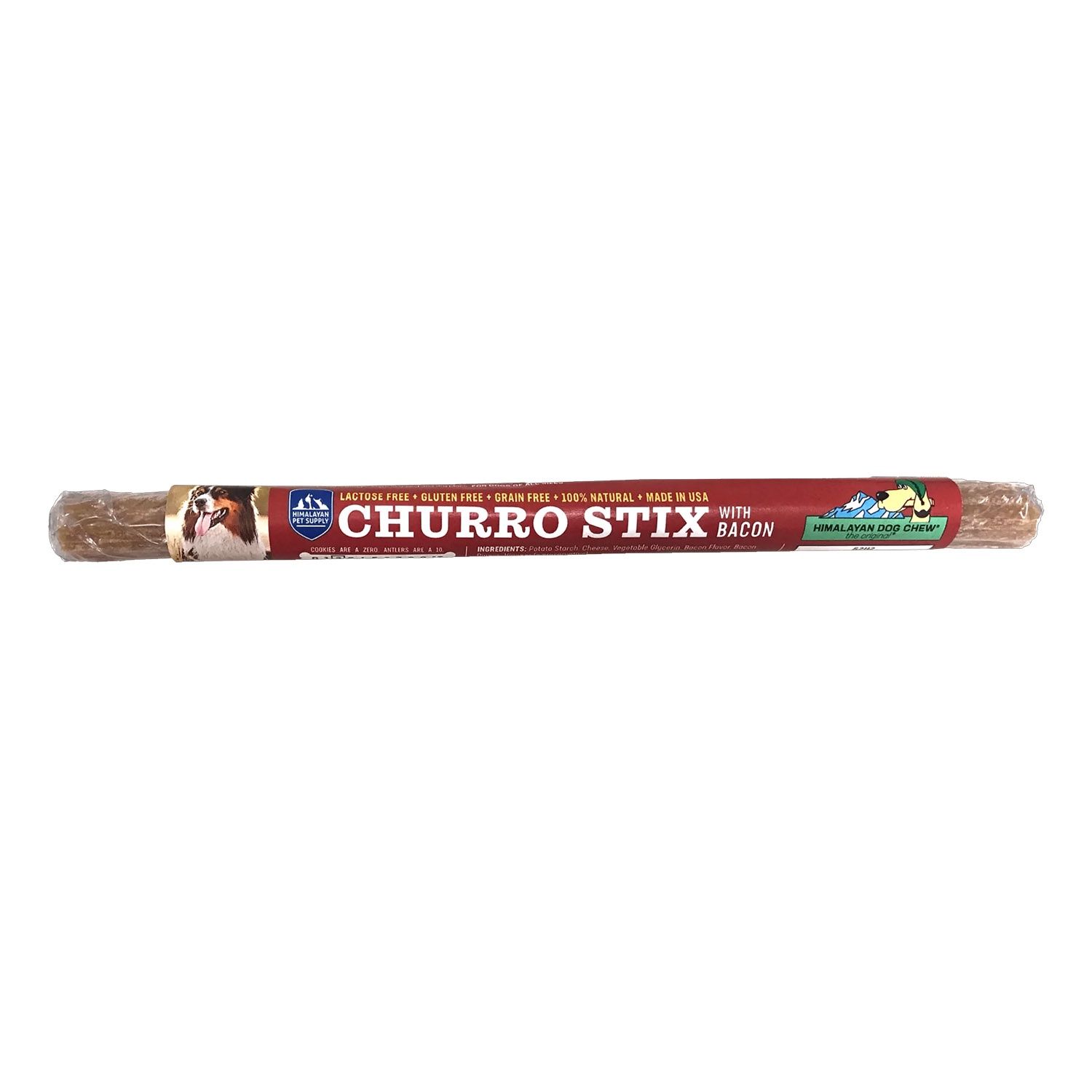 Himalayan Pet Supply - Cheese Churro Chew Stick Single Unit, saveur: Bacon