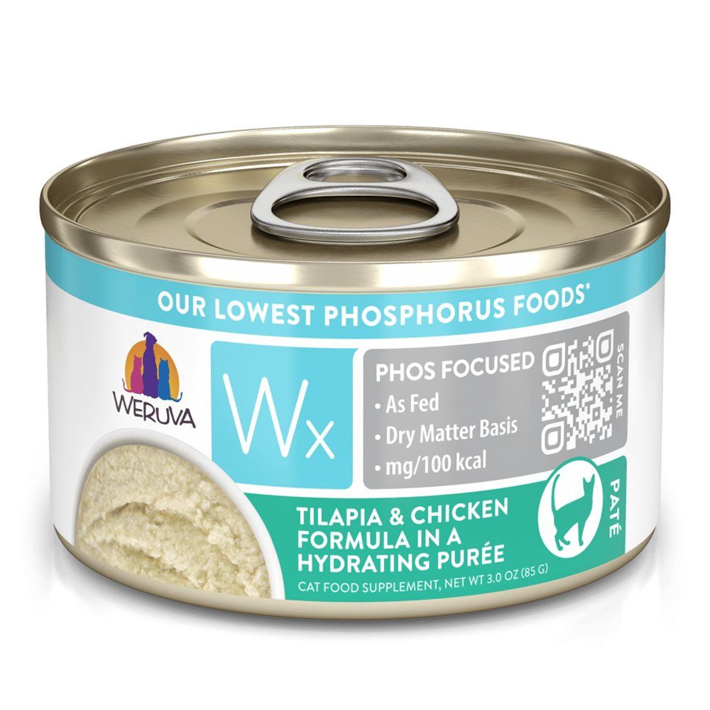 Weruva - WX conserve pour chat bas en phospore  ''Phos Focused'' 3oz, saveur: Tilapia &amp; poulet