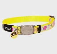 Kong, Rogz - Collier a chat Réflectif a motif, ajustable jusqu'à 13'', couleur: Jaune