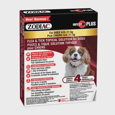 Zodiac - Infestop Plus, solution topique contre les puces et tiquespour chien (4 mois)