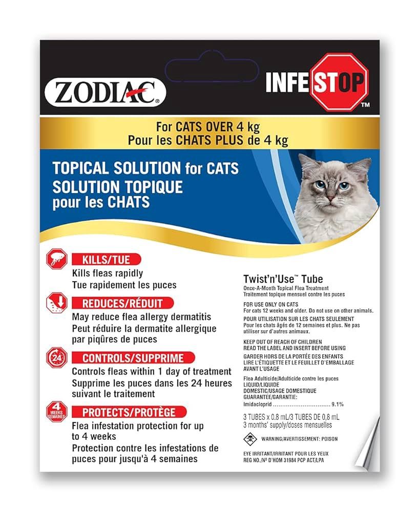 Zodiac - Infestop - solution topique contre les puces pour chat (3 mois)