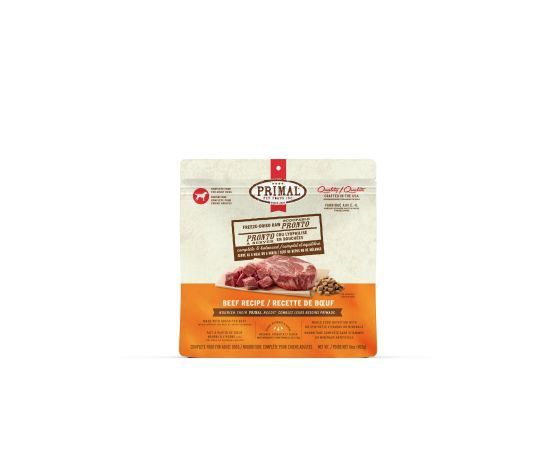 Primal-Crues Lyophilisées , pour chien en bouchées en Bouchées, format: 453gr, ingrédients: Boeuf