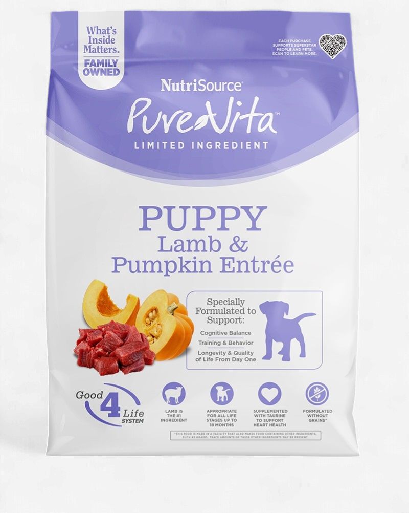PureVita - Entrée d'Agneau &amp; Citrouille, Sans Grains, Chiot, format: 4  lb