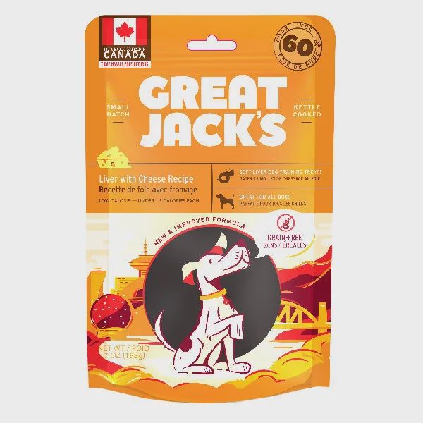 Great Jacks- Gâteries molles d'entrainement au foie et fromage, format: 369gr