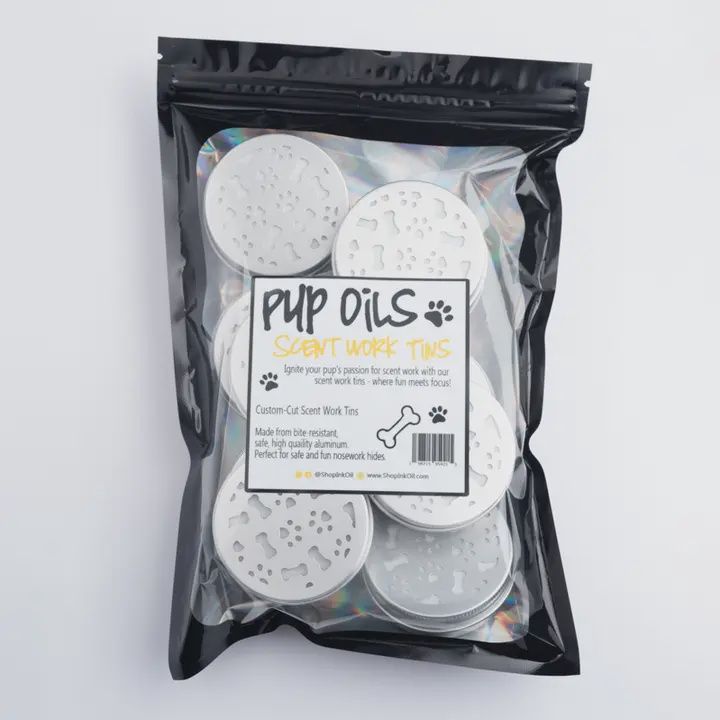 Pup oils- Boites d'entrainement olfactif pour chiens avec points magnétique, 10 unitées par sac