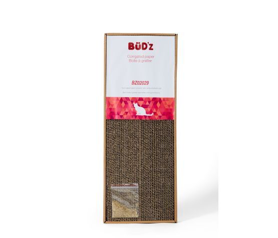 Bud'z - Boite à Gratter En Carton, Avec Sachet d'herbe à Chat, Grande 56x22x5cm