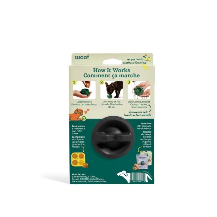 Woof Pet- Pupsicle power noir, jouet a remplissage