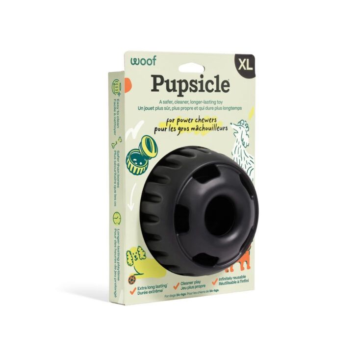 Woof Pet- Pupsicle power noir, jouet a remplissage